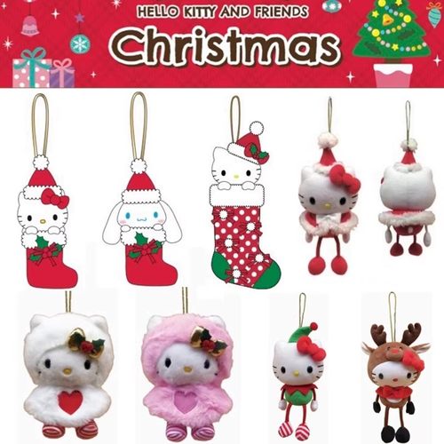 国内现货 美版三丽鸥Kitty 圣诞毛绒挂件 火柴人披风娃娃挂件