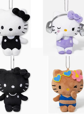 现货 日本avail三丽鸥Kitty 50周年夏威夷耳机 黑白挂件