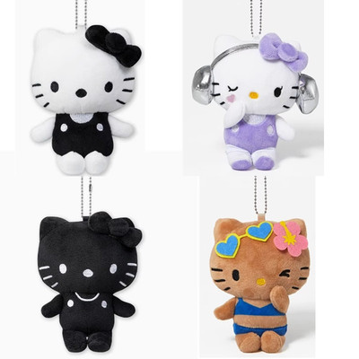 现货 日本avail三丽鸥Kitty 50周年夏威夷耳机 黑白挂件