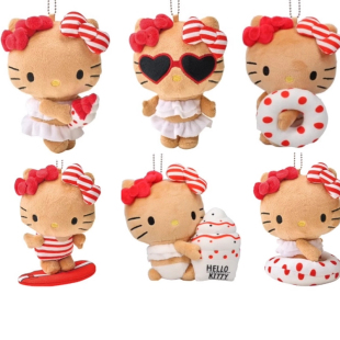 国内现货 日本三丽鸥avail 夏日黑皮泳圈沙滩Kitty 毛绒挂件
