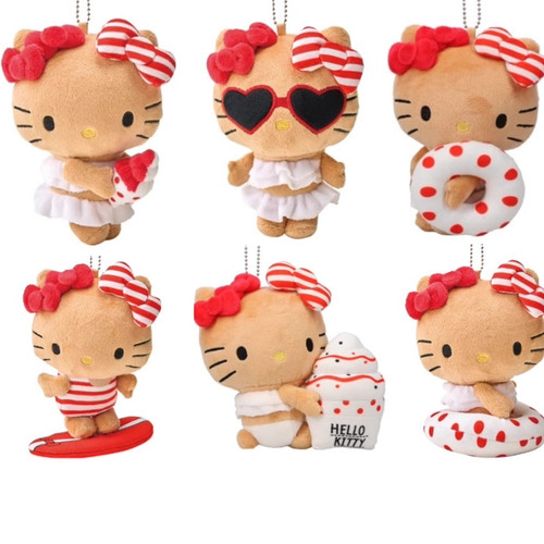 现货/补尾款 日本三丽鸥avail 夏日黑皮泳圈沙滩Kitty 毛绒挂件