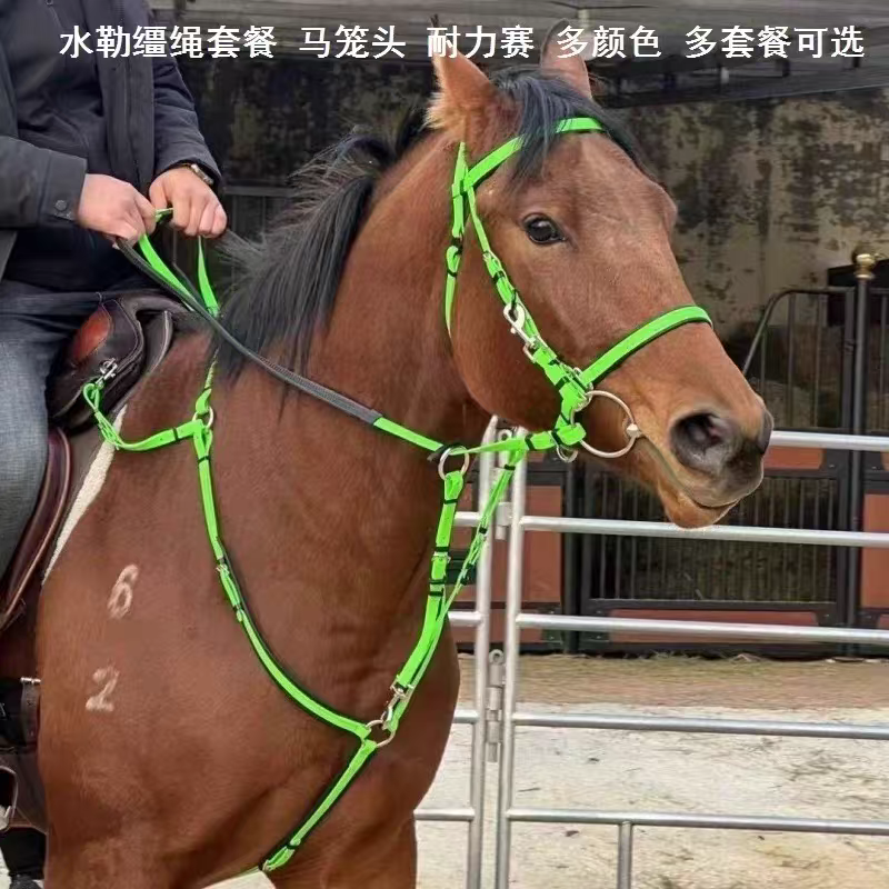 骏捷马具高端耐力赛水勒缰绳马胸带低头革一体整套马具马房马术用
