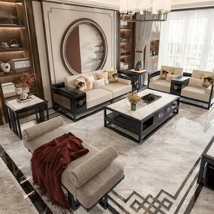 新中式轻奢高级感实木沙发2025新款高端北美黑胡桃木客厅沙发组合