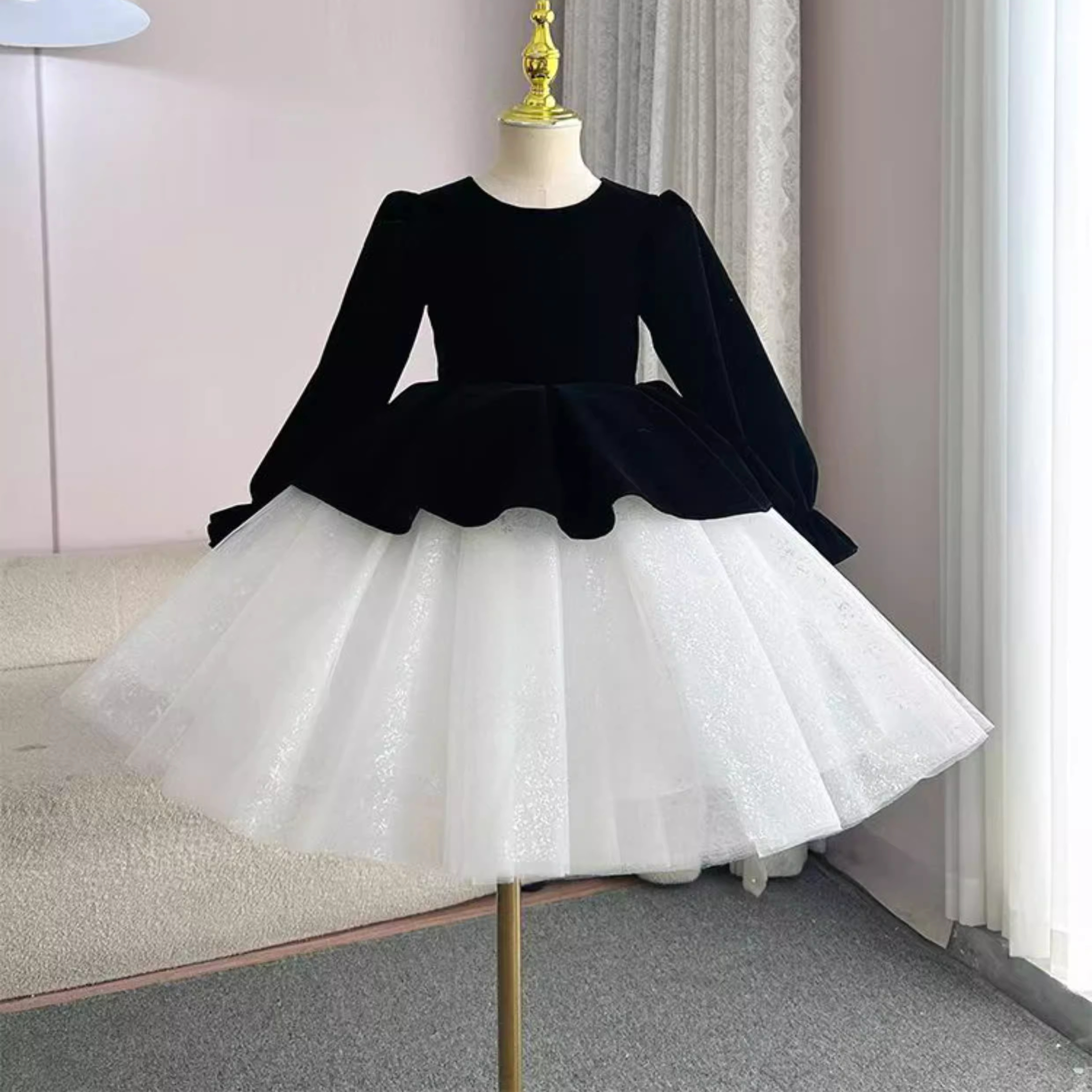 公主裙时尚高级感黑色丝绒礼服