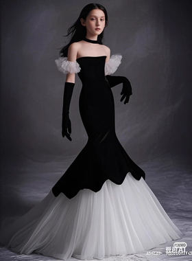 女童晚礼服钢琴演出服高端轻奢小众鱼尾修身高级感年会连衣裙气质