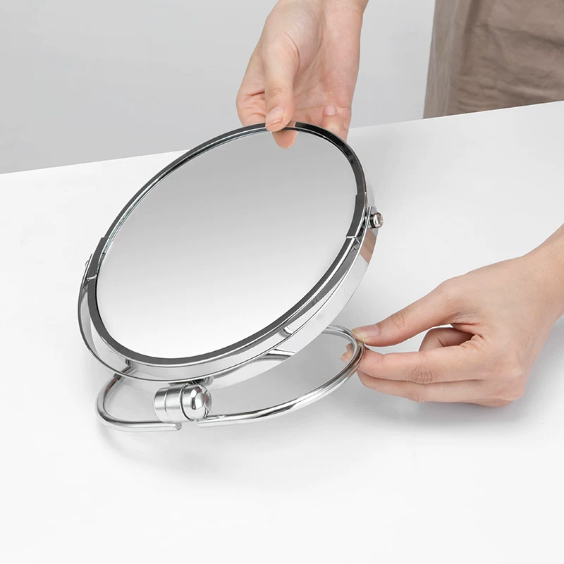 High quality round double-sided table mirror for students, 7 inch