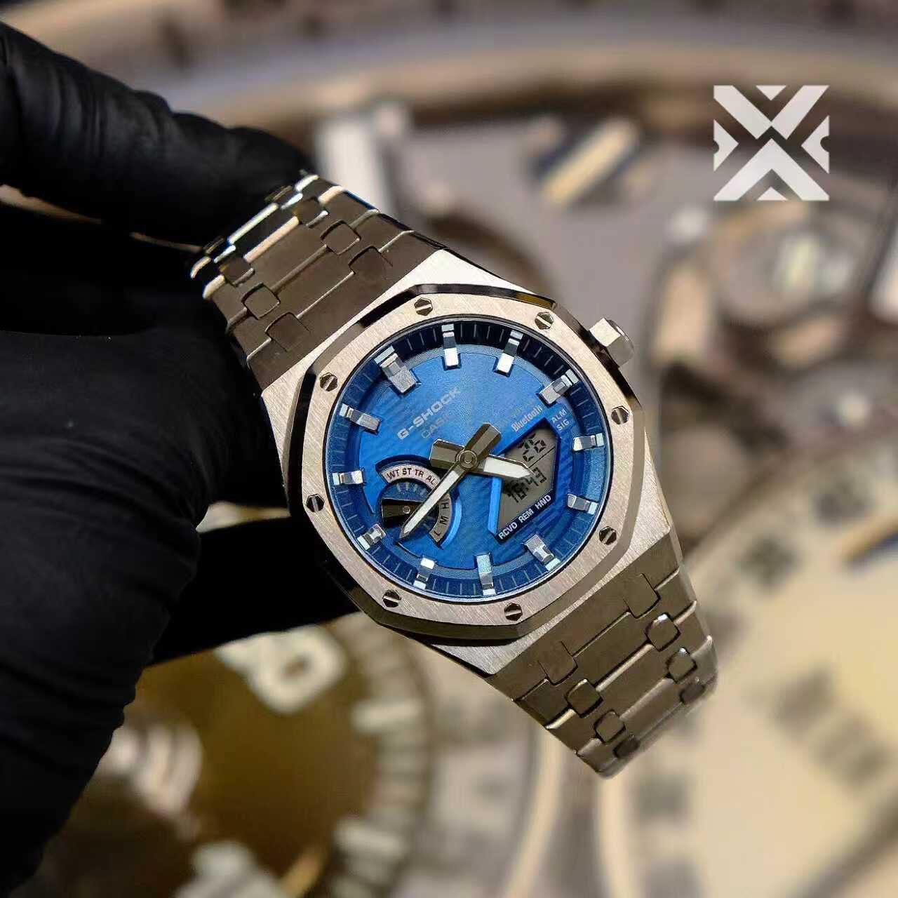 2025钛合金农家橡树gbm2100改装成品表一体太阳能蓝牙海蓝格子盘