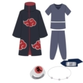 Authentic Itachi Cosplay Full Set (Cloak + Inner Robe + Ring + Necklace + Forehead Protector)