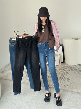 韩国东大门howluk小码弹力高腰弹力小脚牛仔长裤女装春秋显瘦百搭