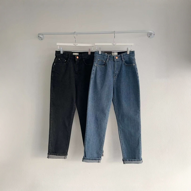 韩国代购高腰宽松直筒锥形牛仔裤