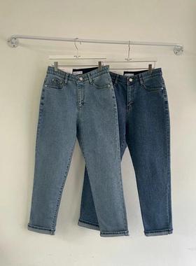 韩国howluk高腰松紧腰弹力宽松烟管裤显瘦牛仔男友裤女2025春季新