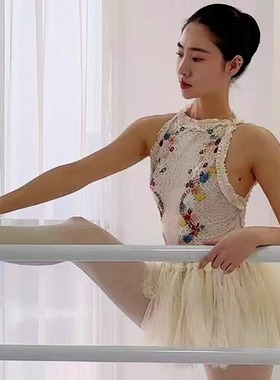 新款芭蕾舞练功服女款舞蹈连体高胯体操基训形体服挂脖舞蹈服现货