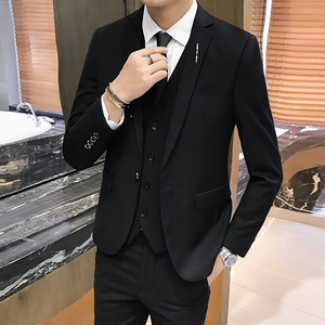 纯色商务西服套装青年男生上班休闲
