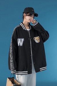 2022年款宽松立领拼色棒球服外套305A-J中性现货图片