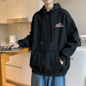 加绒港风宽松男士套头连帽卫衣中性百搭卫衣袋鼠兜W412P40图片