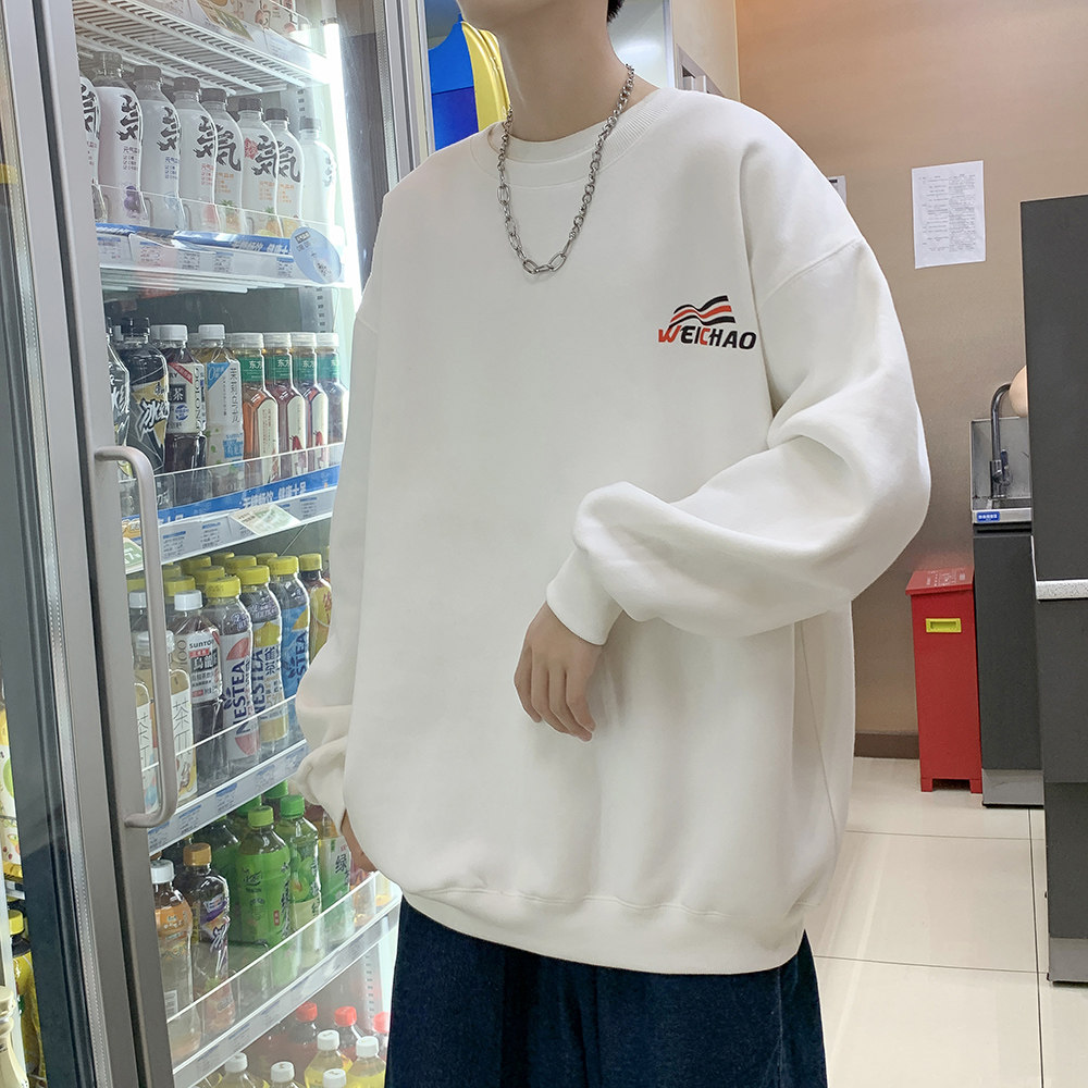 港风涂鸦印花圆领情侣男士宽松套头加绒卫衣男305AW402-P30图片
