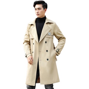 纯色中长款棉衣男秋季修身大码风衣外套韩版冬棉服F811P153图片