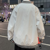 港风秋季百搭棒球服潮牌开衫立领贴标小熊风潮宽松炸街外套J，男装夹克，星座507-2（原305A）