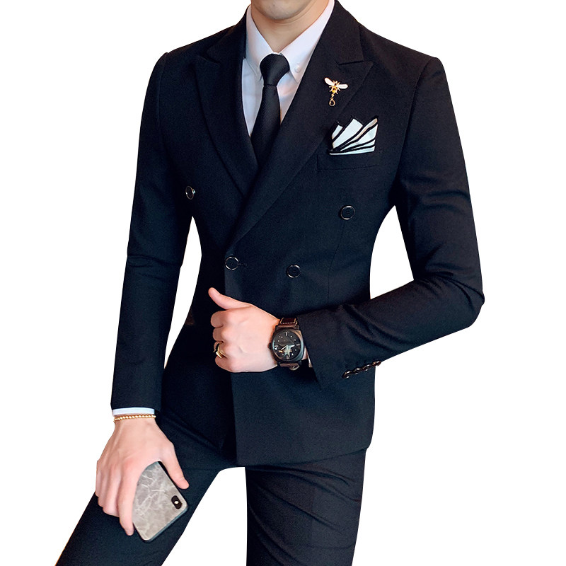 绅士英伦风双排扣西服套装男三件套西装外套305A/XF18P265,男装西服套装,星座507-2（原305A）