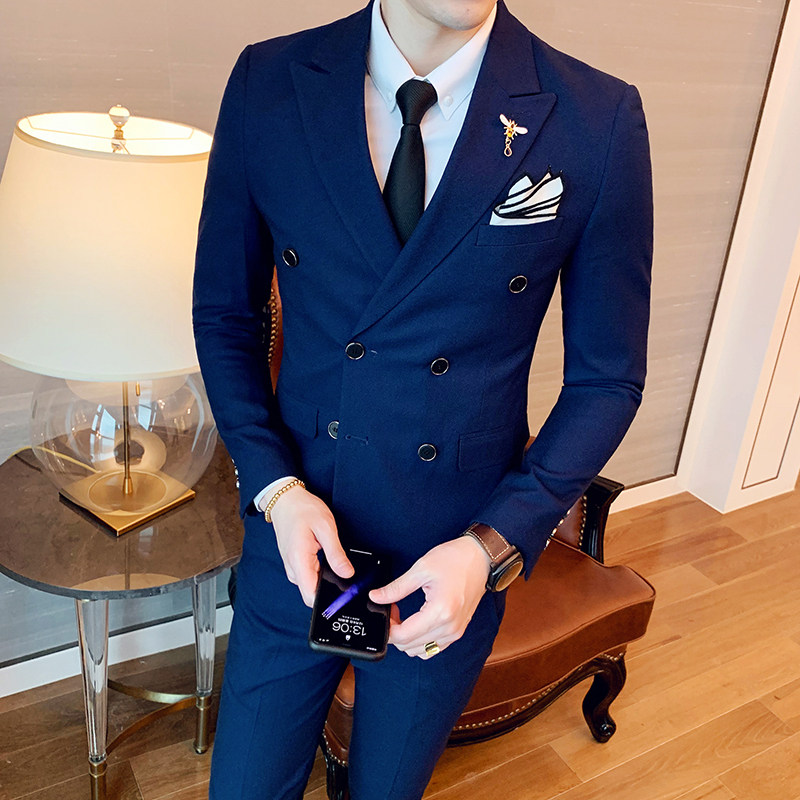 绅士英伦风双排扣西服套装男三件套西装外套305A/XF18P265,男装西服套装,星座507-2（原305A）