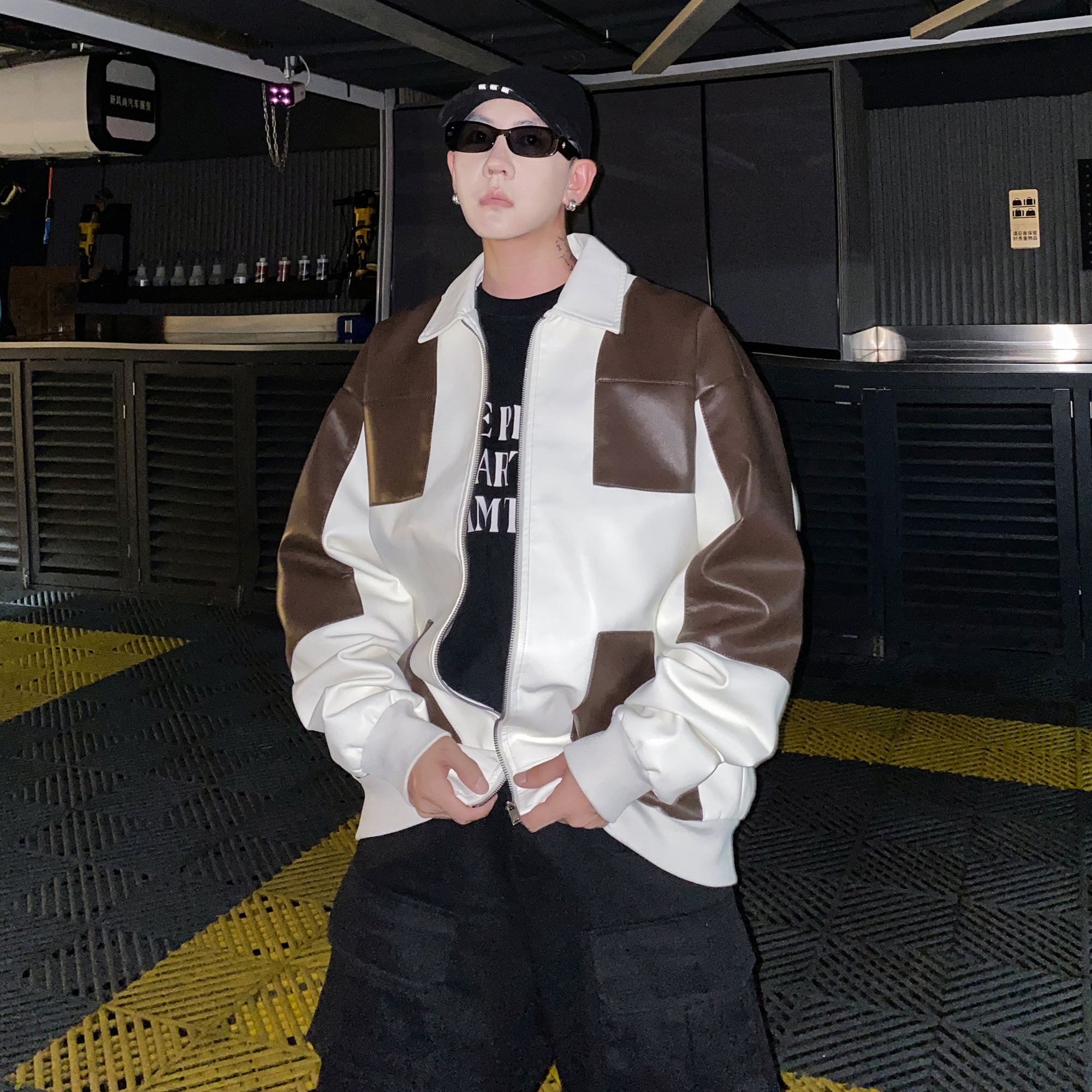 Autumn trend loose casual couple student men's leather jacket 507-2-PY6802-P75_voghion.com