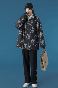 青春迷彩夹克青少年拉链上衣宽松外套J %100聚脂钎维印花图片