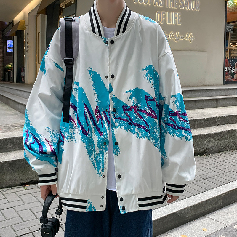 2022年春季棒球服外套印花潮流宽松型立领100%聚酯纤维-J,女装短外套,星座507-2（原305A）