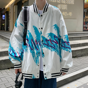 2022年春季棒球服外套印花潮流宽松型立领100%聚酯纤维-J图片