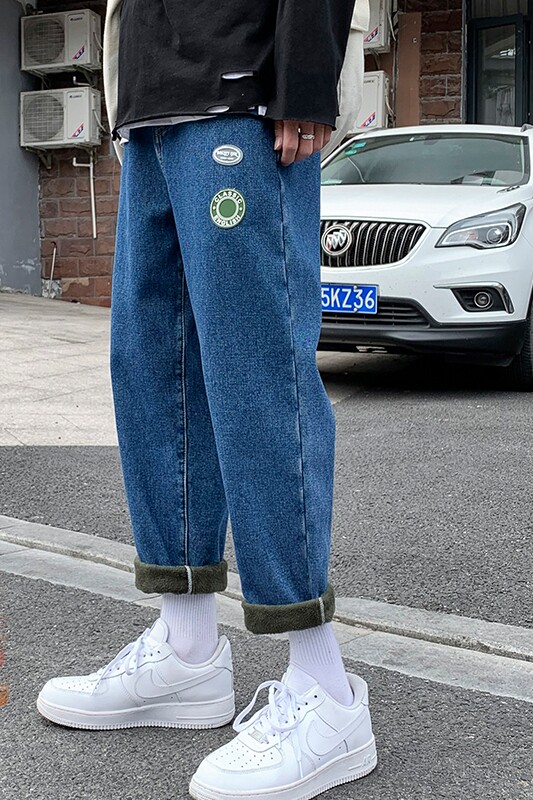牛仔裤男潮牌韩版休闲加绒裤男士直筒宽松裤子305A-NZ,男装牛仔裤,星座507-2（原305A）