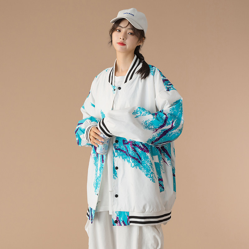 中性情侣拼接刺绣夹克棒球服外套潮流100%聚酯纤维-J,男装夹克,星座507-2（原305A）