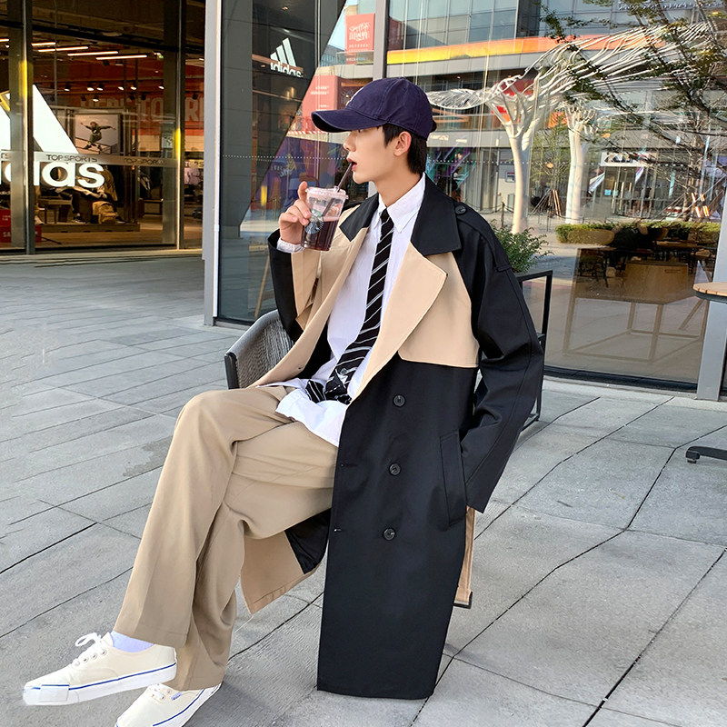 秋季男士中长款风衣韩版帅气雅痞过膝大衣英伦风外套潮F812图片