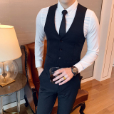 2020男V领灰色单排扣马甲休闲工作服酒吧服务生工作服大码马甲P55，男装背心/马甲，星座507-2（原305A）