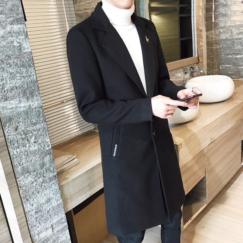 英伦店主风社会小伙中长款呢大衣男毛呢大衣外套305A/F709P70,男装风衣,星座507-2（原305A）