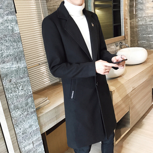英伦店主风社会小伙中长款呢大衣男毛呢大衣外套305A/F709P70图片