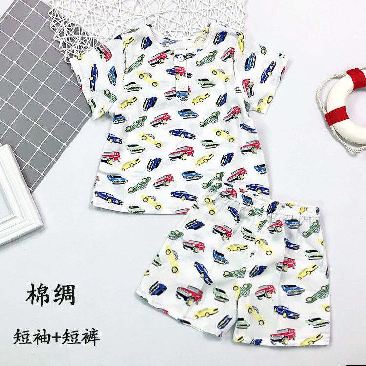 短袖短裤男童女童棉绸中性休闲夏