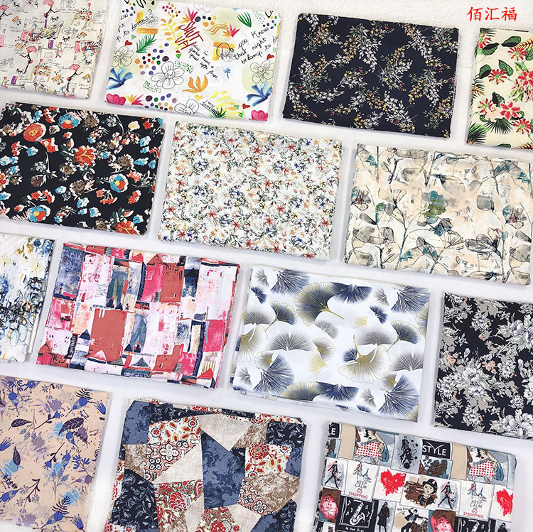 佰汇福外贸真丝棉绸绵绸人造棉服装夏季床品布料睡衣印花时装面料