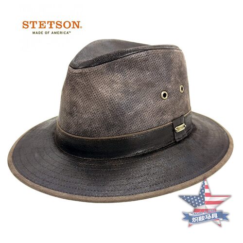 现货美国STETSON真皮复古休闲帽