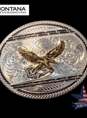 Made in USA 2026新款美国蒙大拿巴扣哈雷西部牛仔男女银皮带扣头
