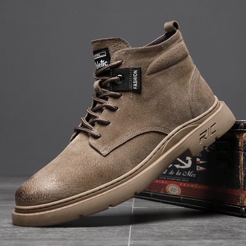 2025秋冬季马丁靴男中帮真皮休闲工装靴潮流英伦加绒保暖靴子男