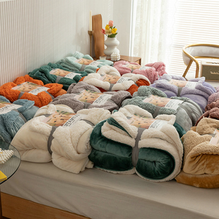 羊羔绒毛毯被子珊瑚绒毯子沙发盖毯单人宿舍办公室午睡毯冬季 加厚