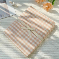 ins all-cotton washed cotton bed sheet, single piece, student dormitory 100 pure cotton checkered quilt, single pillowcase, three-piece set, single bed thumbnail 7