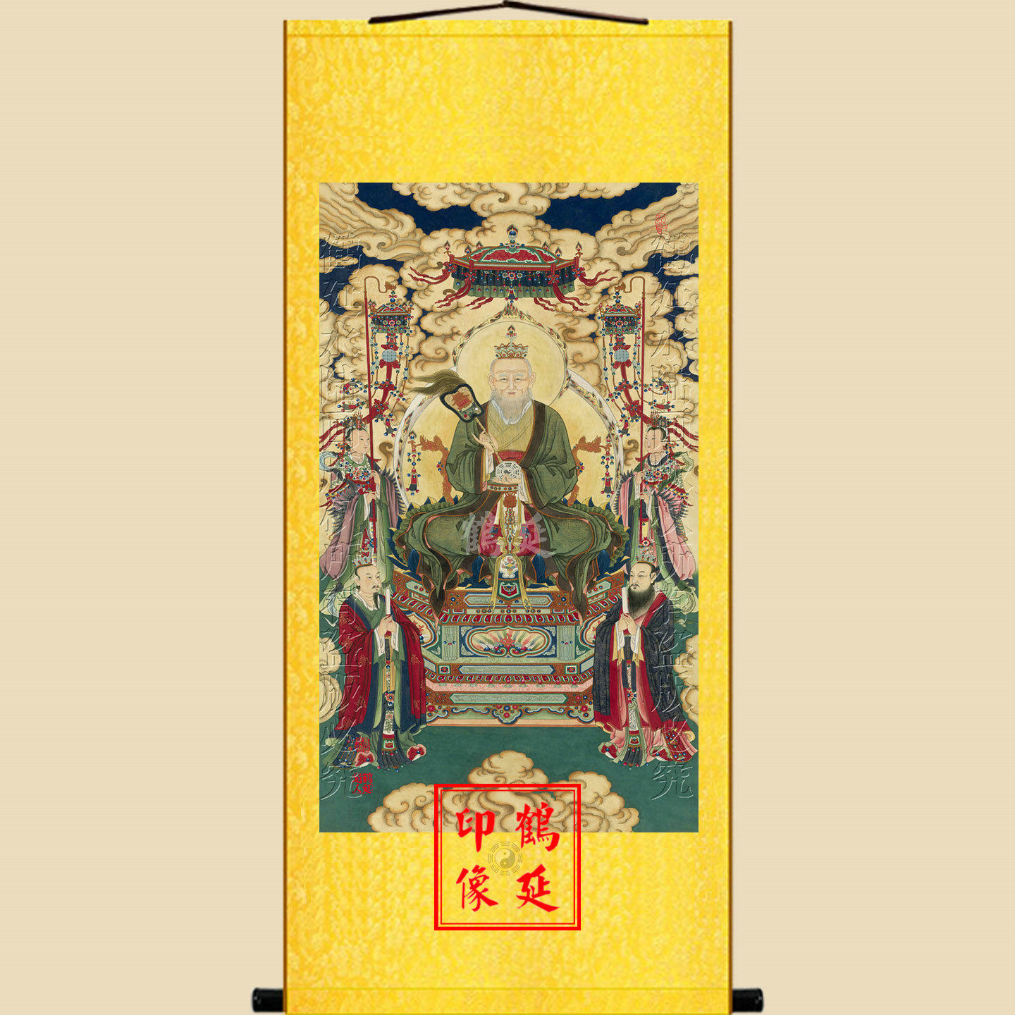 新款三清道祖画像太上老君画像道德天尊挂像太上老君明代水陆画