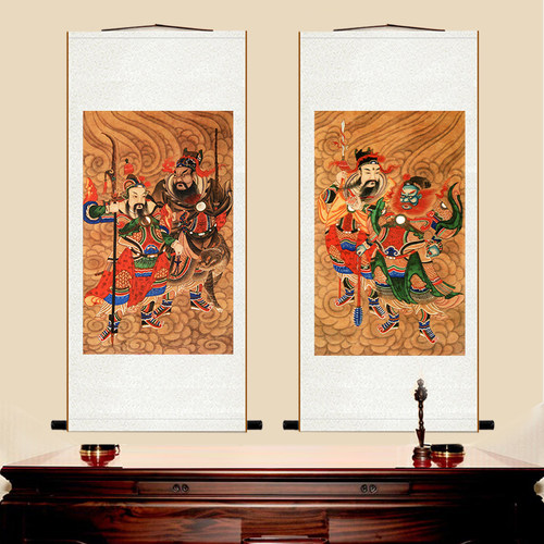 四天元帅画像赵公明温琼关羽马胜画像古代精品水陆画图