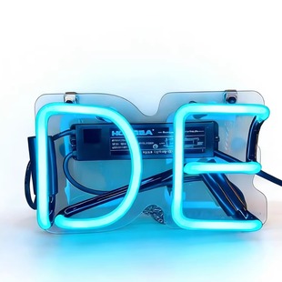 蓝冰色DE霓虹灯定制网红店打卡墙装饰灯电竞房桌面氛围灯