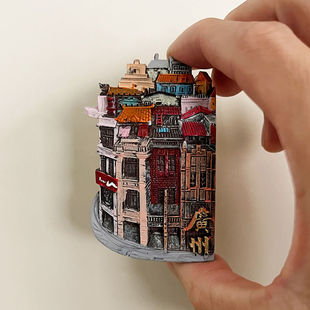广州骑楼立体彩绘旅行冰箱贴磁性贴中国城市旅游纪念品礼物磁铁