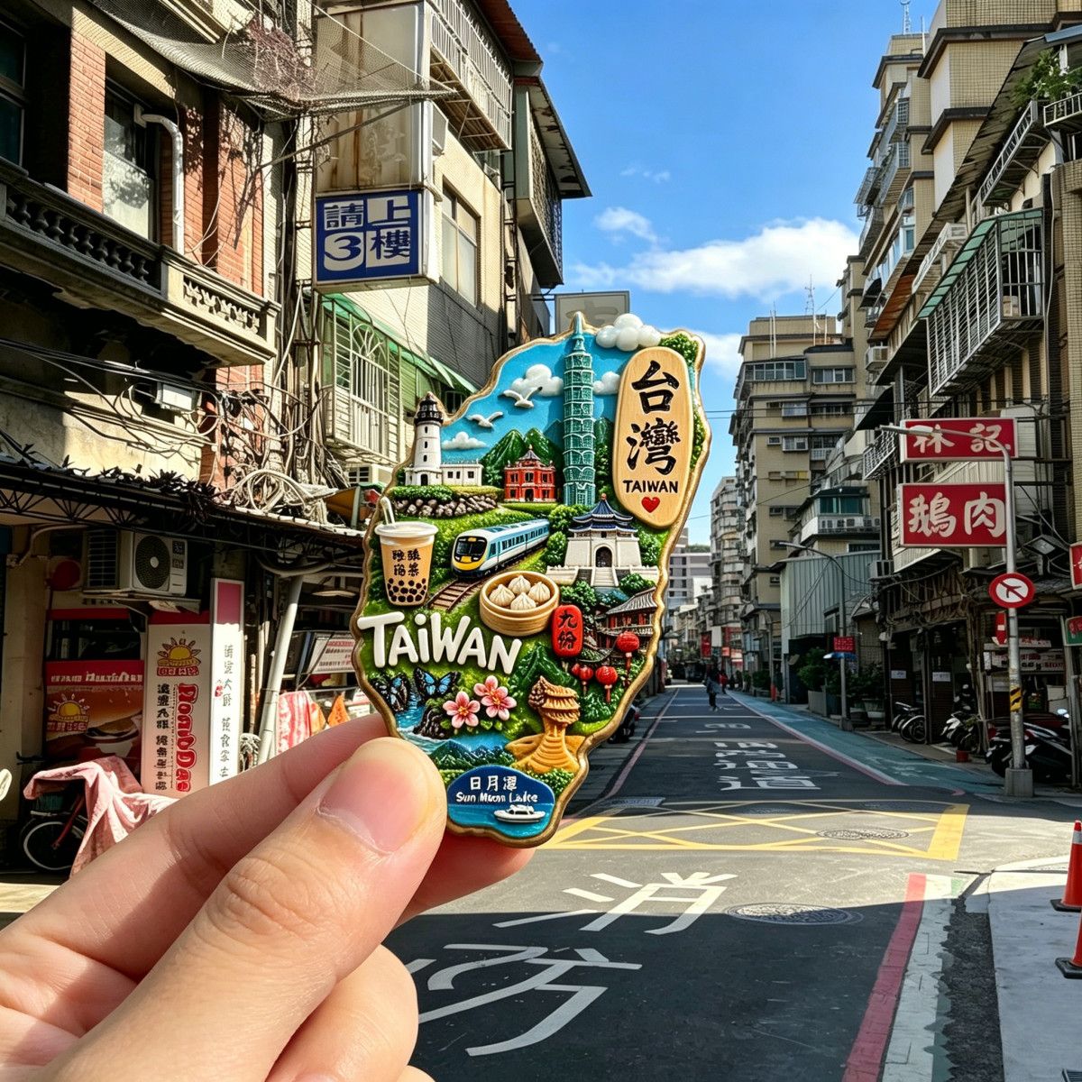 台湾地图造型纪念亚克力磁吸冰箱贴城市旅游景点文创纪念伴手礼物