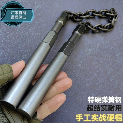 实战无敌硬钢双截棍手工车载破窗