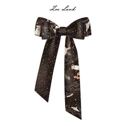 zoeland星空黑色原创真丝围巾