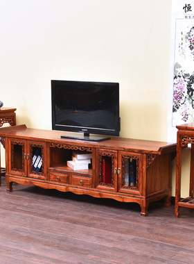 中式红木古典全实木明清仿古南榆木家具两门两抽电视柜组合视听柜