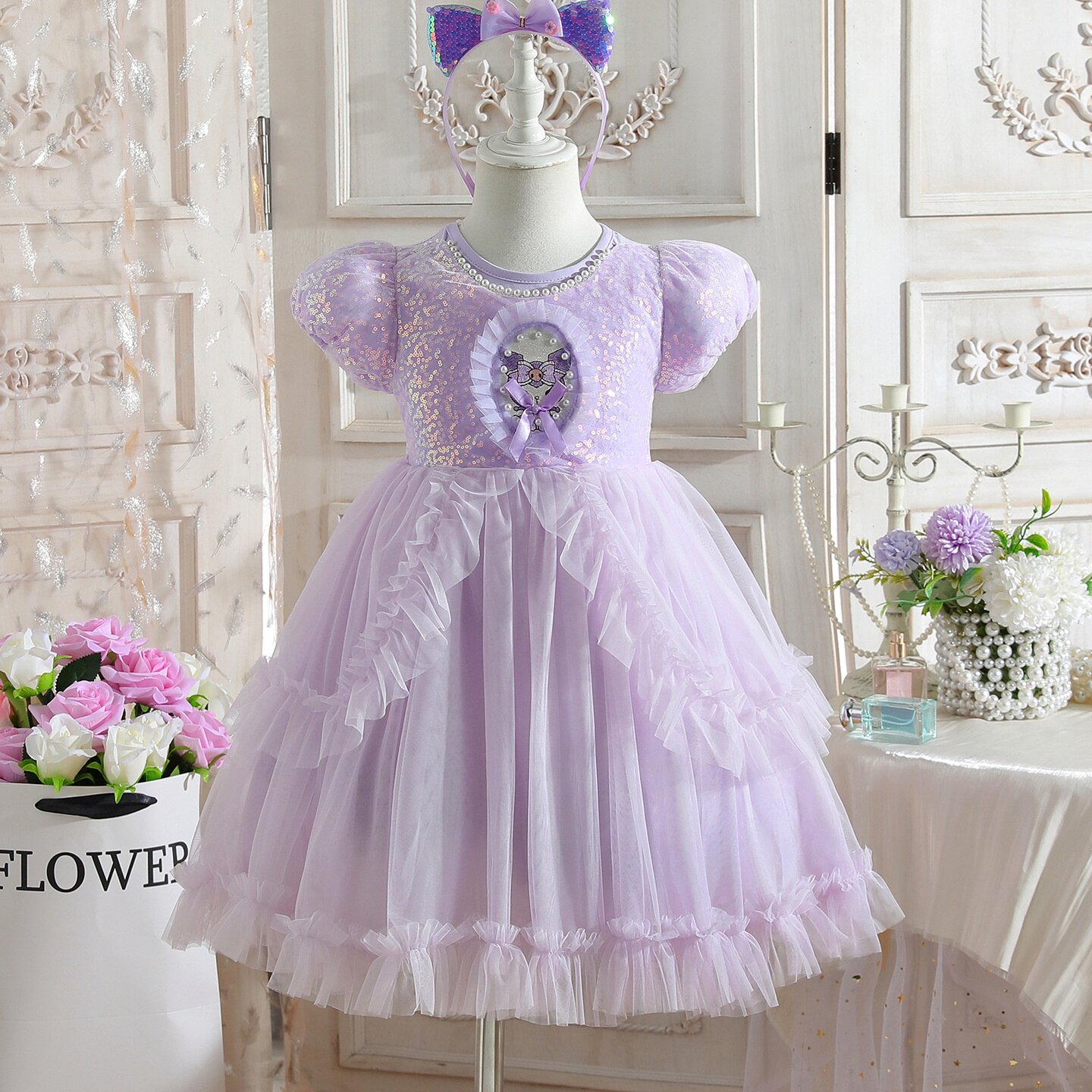 女童夏季2025短袖连衣裙洋气库洛米儿童洛丽塔公主裙网纱裙